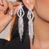 Geometric Design Flash Diamond Long Fringed Earrings