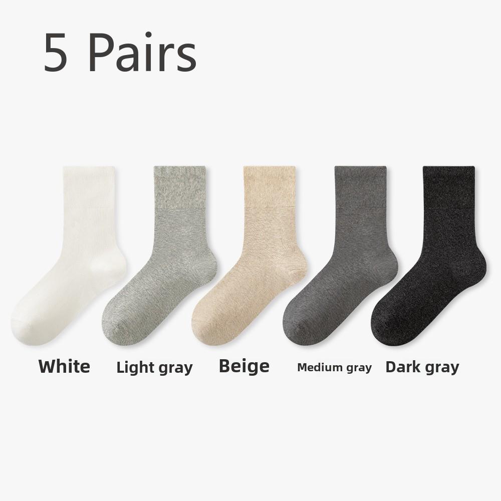 5 Pairs of Men's and Women's Spring and Autumn Anti-odour Sweat-absorbent Super-loose Mid-calf Socks