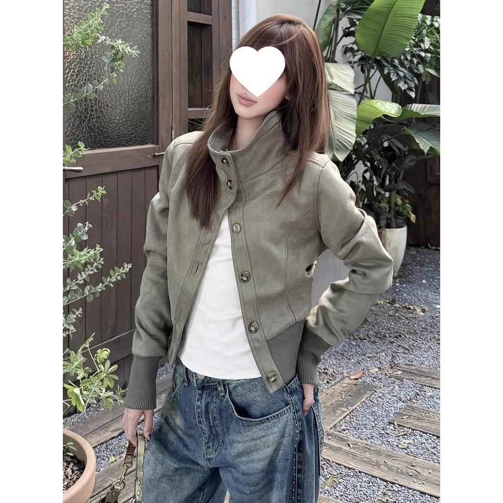 Retro American High Street Edgy Spring-Autumn Slimming Casual Jacket