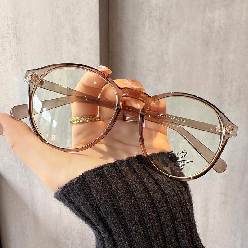 Anti-blue glasses frame men's and women's retro myopia glasses student fashion glasses hair flat glasses
