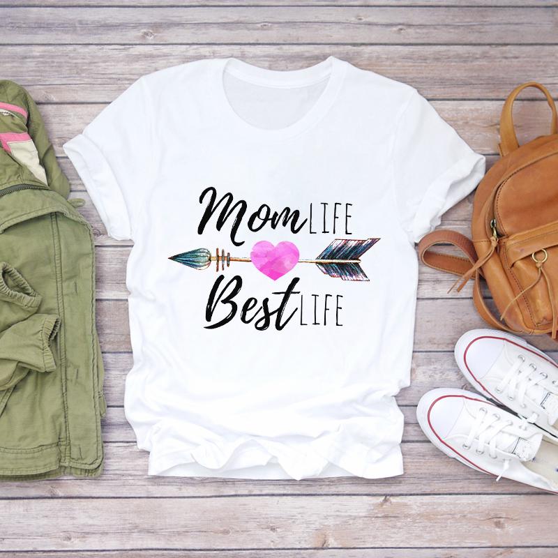 Women Cartoon Momlife Mom Mother Boy Girl Print Mother Lady T Shirts Top T Shirt