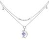 New Japanese and Korean style small fresh crescent moon purple love necklace female ins double stacked pearl accessories female