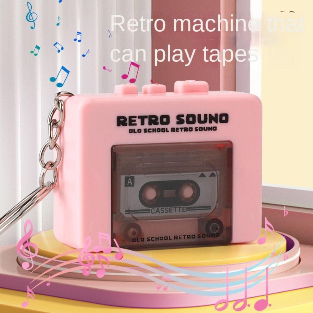 Vintage Music Key Chain Cassette Recorder Music Box Pendant Mini Music Box Keychain  Friend Gift