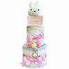 [enicy] Miffy Diaper Cake, Baby Gift, Miffy Plush Toy, 2 Towels, 2-Tiered Gift Set for Girls (Small Diapers, 15 Pampers)