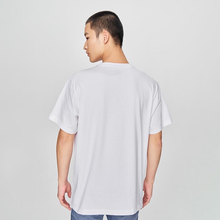 Comfortable Round Neck Record Pattern Printed Short Sleeve Casual T-Shirt Men Tops White LMT0098444LE00FK14000