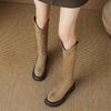 Krazing Pot Flock Autumn Winter Shoes Thick Med Heels Flat Platform Size 43 Modern Boots Stretch Knee Boots