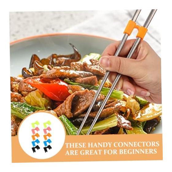 Yardwe 10pcs Reusable Plastic Chopstick Helpers with Hinged Connectors Training Chopsticks for Adults Kids Beginners Chopstick Holding Corrector Tool