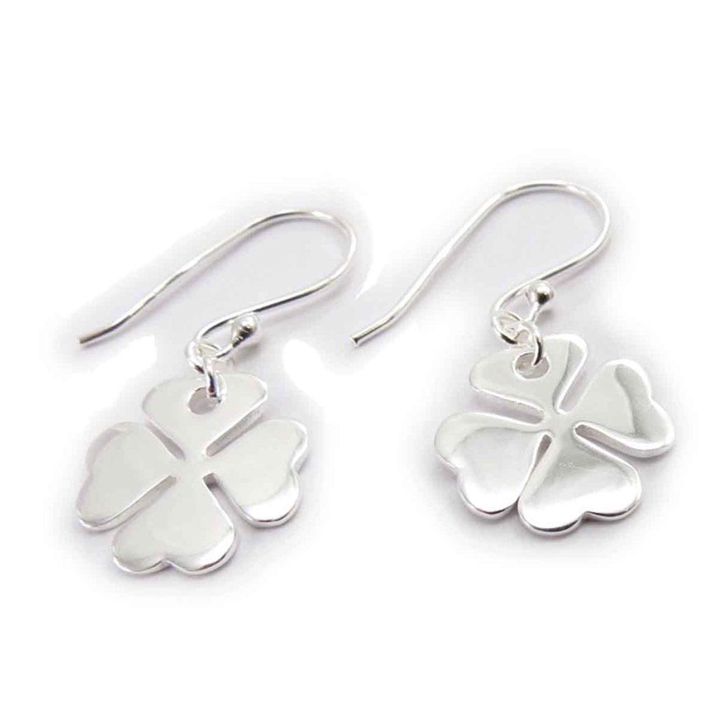 Les Trésors De Lily [G0631] - Boucles Argent 'Trèfle' argenté - 13x13 mm