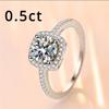 Silver 925 Platinum Plated 1-3 Carat Mozanstone 4 Claw Square Bag Birthday Ring Classic High Wedding Party Jewelry Woman Gift