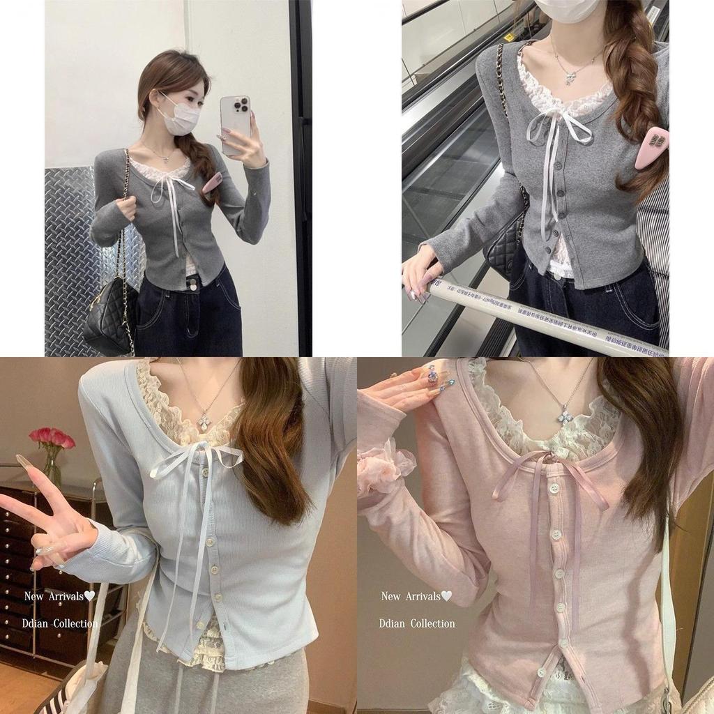 Lace Patch Long Sleeve T Shirt For Women With Butterfly Pattern And Crew Neck For Office Wear