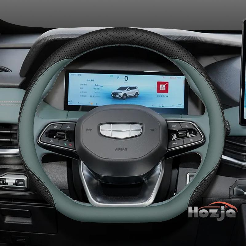 Leather Car Steering Wheel Cover for Geely Coolray Preface Monjaro Starray Emgrand Cityray Boyue L Okovango Accessory 2025 2026