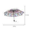 Vintage Church Transparent Umbrella Photo Props Colorful Glass Pattern Romantic Sunny Dual Use Of Rain And Light Girls Parasol