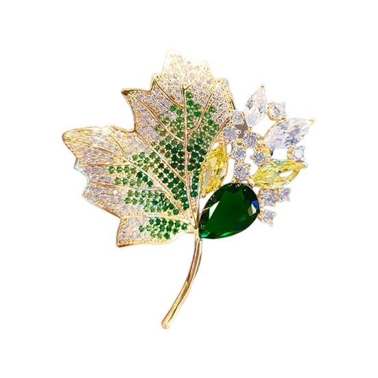 

Жіноча брошка у формі кленового листка, стрази, видалені протиковзкі, зносостійкі комір пальто, капелюх, шарф, прикраса, шпилька, ювелірні вироби одягу зелений