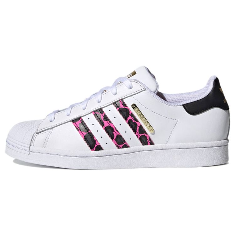 Adidas Originals Superstar Synthetic Leather Durable Low-Top Skate Shoes Women Sneakers White Black Pink FX6037