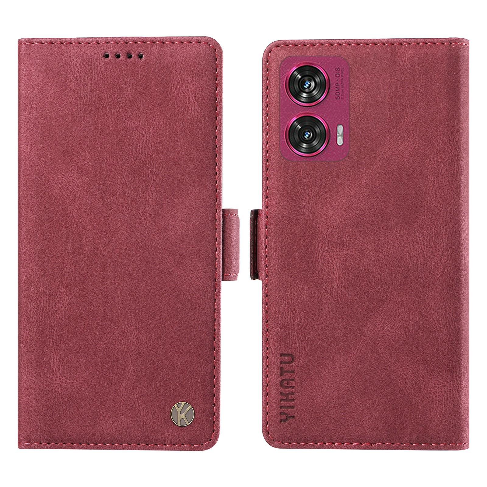 

For Motorola Edge 50 Fusion 5G Phone Case Skin-Touch Leather Cover Wine Red