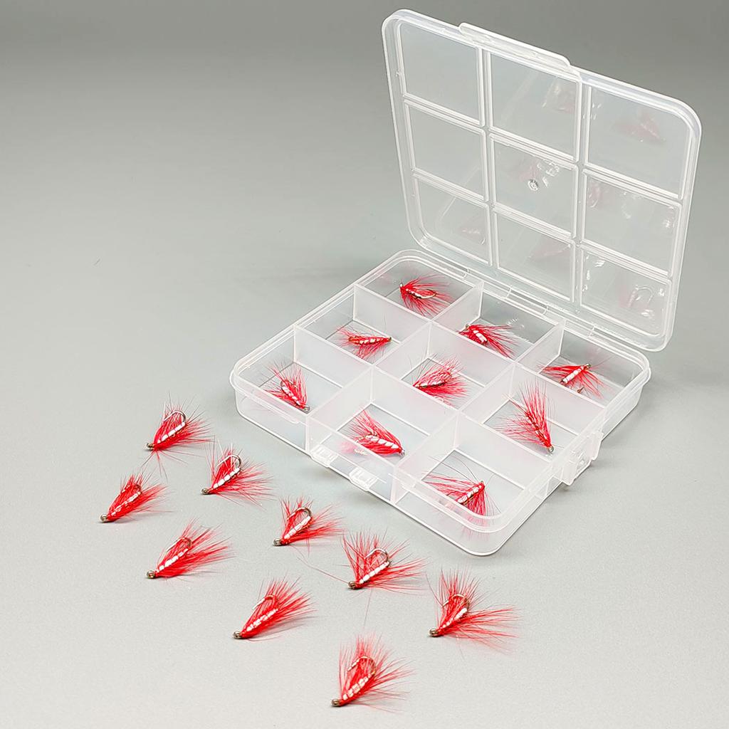 Fliegenfischen Fliegen 18 Stück - 2 Boxen Bundle 2 verschiedene Stile Nassfliegen Köder zum Fangen von Fischen wie Forelle/Barsch etc. in Süßwasser