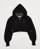 WEGO Korean Distressed Mesh Short Size Black Women's Hoodie, F,