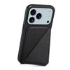For iPhone 17 Pro Max Case Card Holder Kickstand Calf Textured Leather+PC+TPU Phone Cover