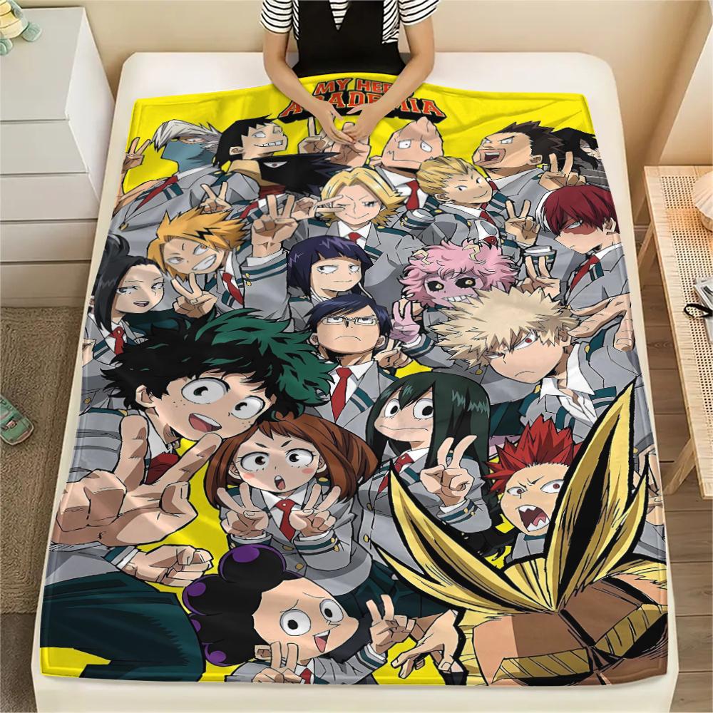 1Pc My Hero Academia Print Flannel Blanket, High Quality Comfortable for All Seasons, Home Decor, Warmth and Comfort, Perfect for Christmas Gifts