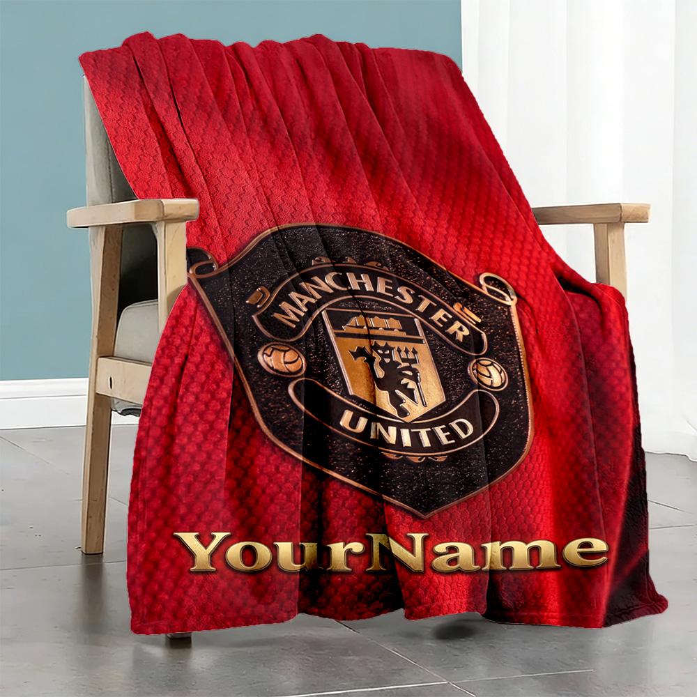 Manchester Customize Text Blanket Lightweight Customizable Blanket Soft Warm Cozy for Bed Couch Office Chair Chair Ideal for All Seasons