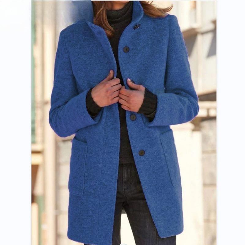 IHUASU Vintage Casual Lattice Print Long Sleeve Polo Neck Jacket for Autumn/Winter