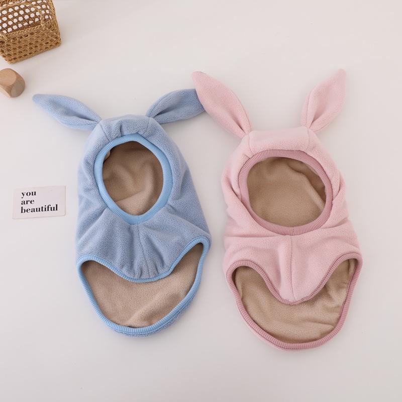 Warm Velvet Baby Hat with Cute Rabbit Ears: Cold-Proof Neck, Ear, and Face Protection for Boys and Girls