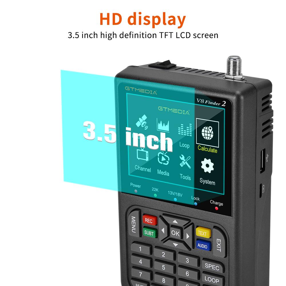 GTMEDIA V8 Finder 2 Handheld Satellite Meter DVB S2/S2X Signal Tester for Dish Alignment