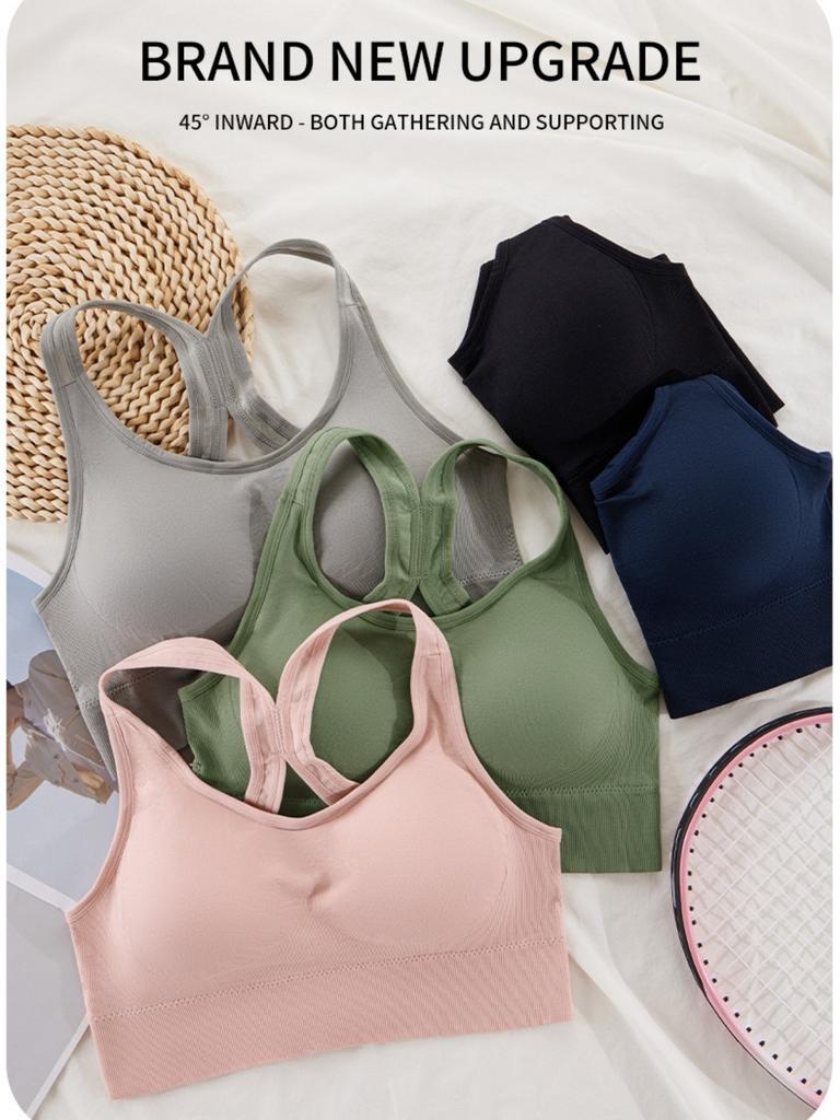 Plus Size Racerback Sports Bra for Women, High Support Wireless Workout Bra with Back Closure, Seamless Yoga Bra