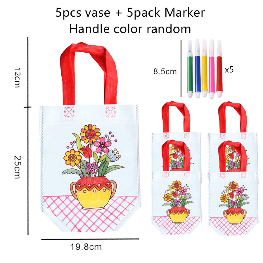 5pcs Graffiti Bag with Marker Children Drawing Toys Puzzle Parent-child Interaction Color Cognition Preschool Activity Props TMZ