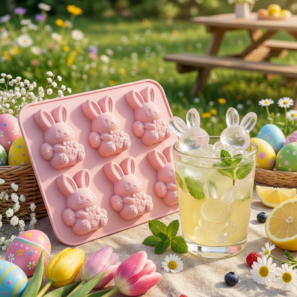Silicone Easter Casting Moulds Soft Elasticity Silicone Easter Plaster Mould 6 Cavities for Handmade Wax Soap Craft Home Decor