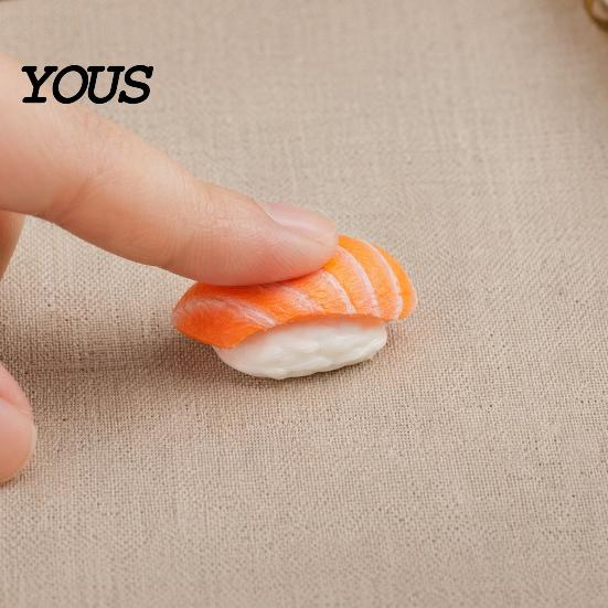 Sushi Keychain Pendant, Simulated Salmon Stress Relief Toy with Hanging Ball Chain, 3D Printed Food Ornament for Backpack School Bag Rebound