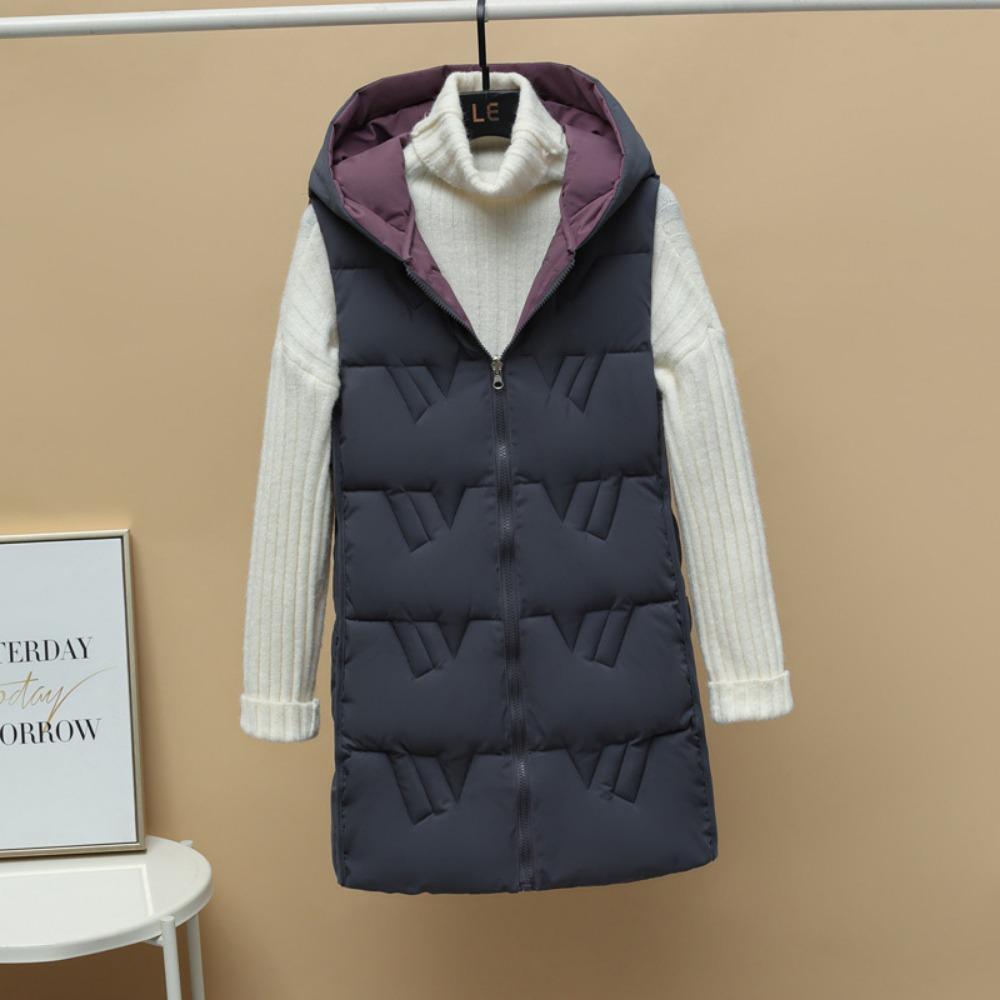 Fashion Thickened Slim-fit Hooded Vest Warm Cotton Autumn and Winter Women's Vest Double-sided Jacket