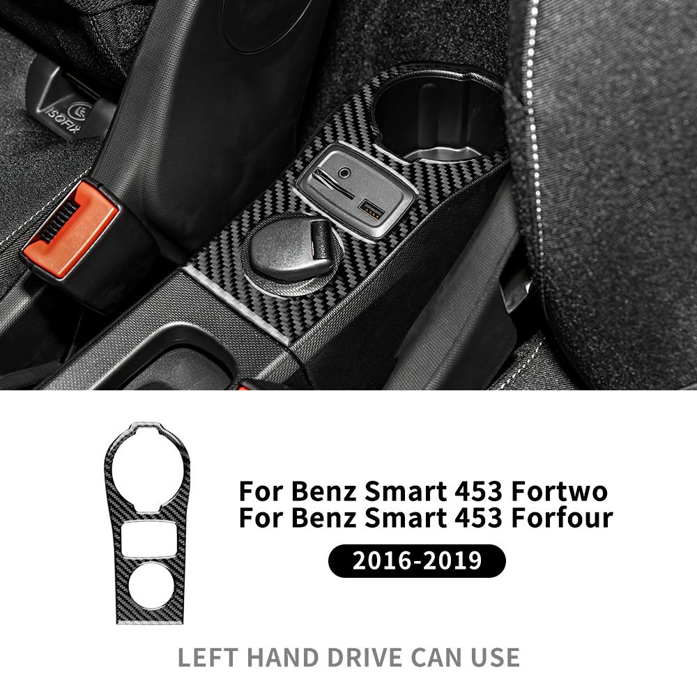 Echte Weiche Kohlefaser Auto USB Lade Panel Abdeckung Zierleisten Aufkleber Für Mercedes Benz Smart 453 Fortwo/Forfour 2016 2017 2018 2019