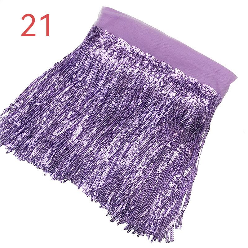 10 Yard 20cm Colorful Sequins Tassel Lace Fabric Fringe Trim Ribbon Latin Dance Performance Dresses Decor Diy Sewing Accessories