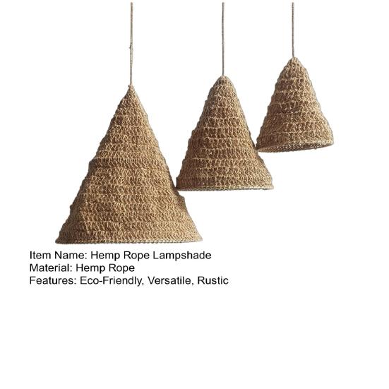 Hemp Rope Lampshade Tapered Woven Pendant Light Shades Rustic Boho Hand-woven Lamp Cover
