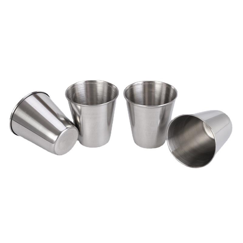 1Set/4pcs 70ml Baijiu Metal Cup, Stainless Steel Small Wine Glass 4 Cups Plus Cup Set, Camping Spirit Cup Set