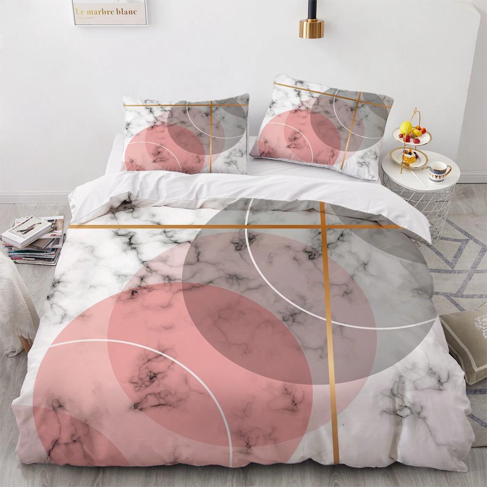 Enkla sängklädesset 3D Marmorering Påslakan Täcke Örngott King Queen Full Double Single Hemtextil