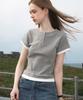 DEHEVE Layered Eyelet T-Shirt [Gray]
