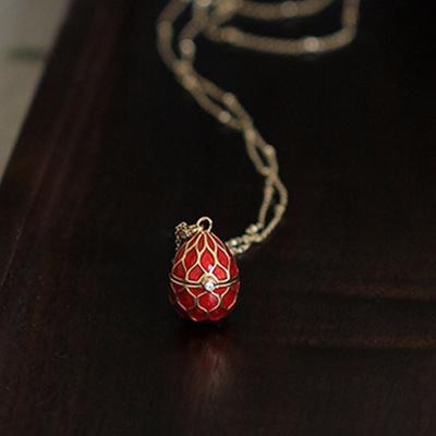 925 ayar gümüş Faberge yumurta madalyon kolye kadınlar için kazak kolye paskalya partisi Cosplay sahne takı kızlar noel hediyeleri