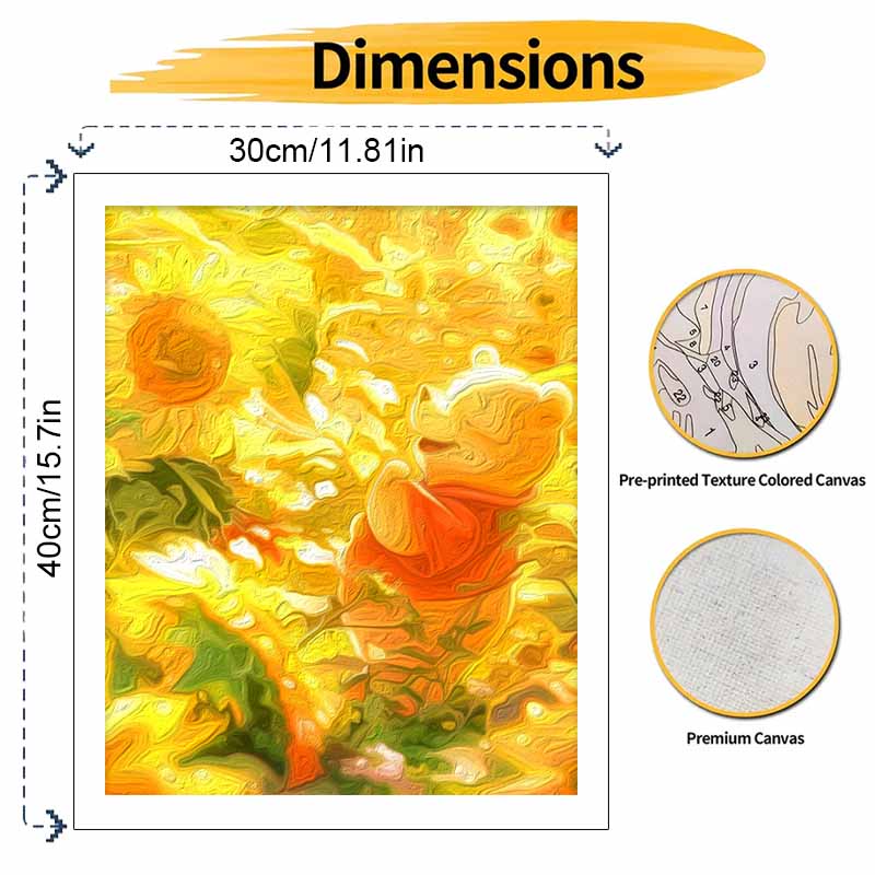 Disney digital oil painting Winnie Sunflower diy coloring handpainted handpainted filling home decoration gift for wall art decor home