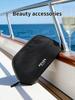 Prada Black Nylon Shell Makeup Bag, Women Portable Zipper Cosmetic Pouch Travel Wash Organizer Bag