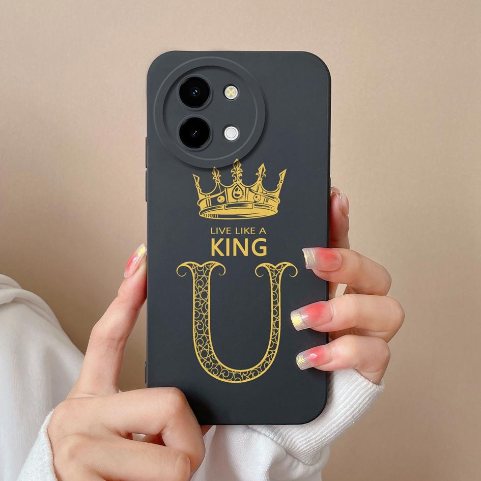 Case Cover For Vivo Y03 T3x Y28 Y38 Y200i T3 X Y 200i Pretty Queen Crown Letters Lens Protection Matte Soft Liquid Silicone Luxury Housing Phone Shell