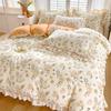 Princess Style Ruffles 100% Cotton Quilt Cover Set or Single Quilt Covers Floral Soft Duvet Cover Cotton Cute Comforter Covers
