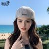 Summer hat female retro striped painter hat showing face small fashion versatile forward hat high sense duck tongue beret