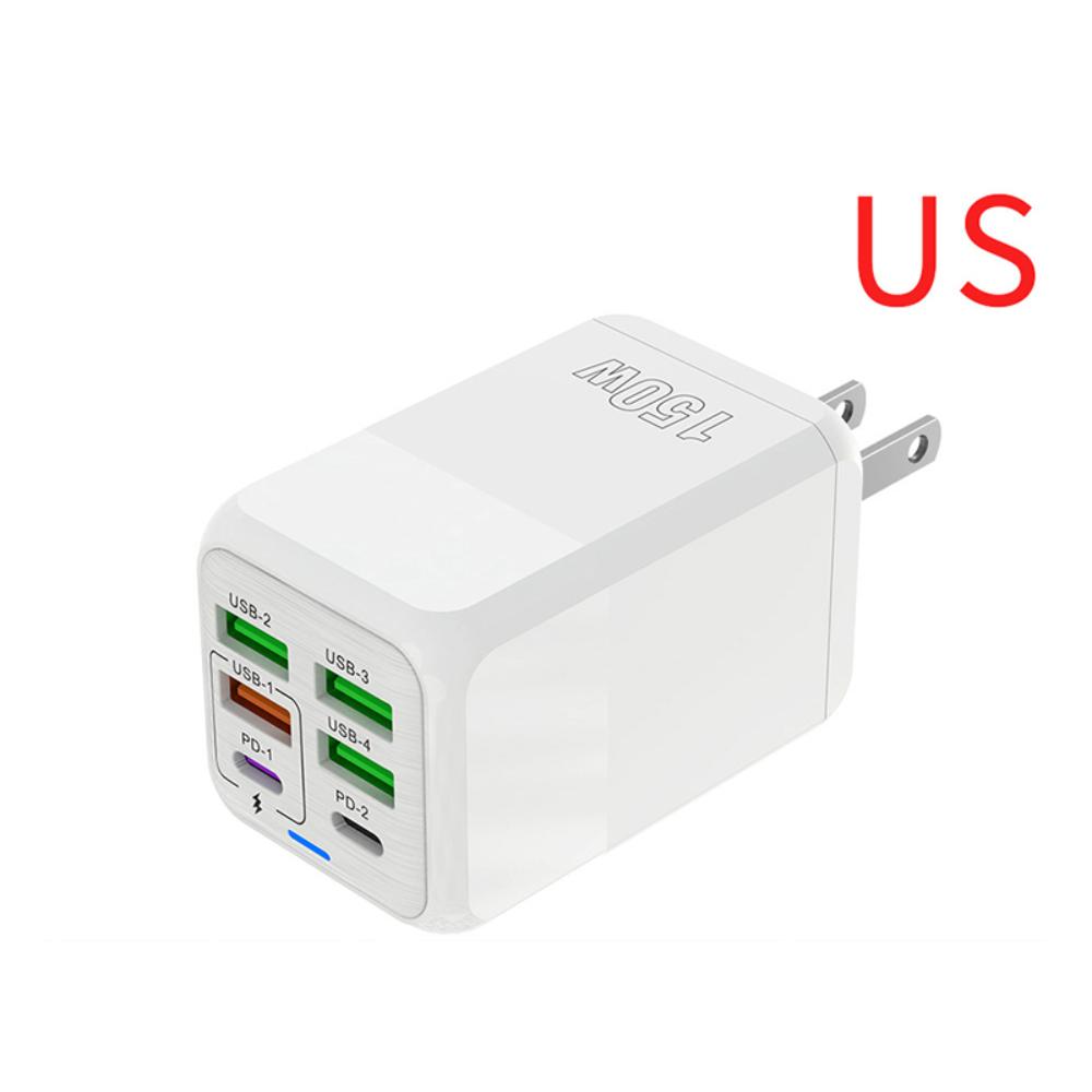 150W Fast Charger PD USB Phones Charger Quick Charge Adapter 6 Ports EU/US/UK For iPhone Samsung Huawei Plug Wall Adapter
