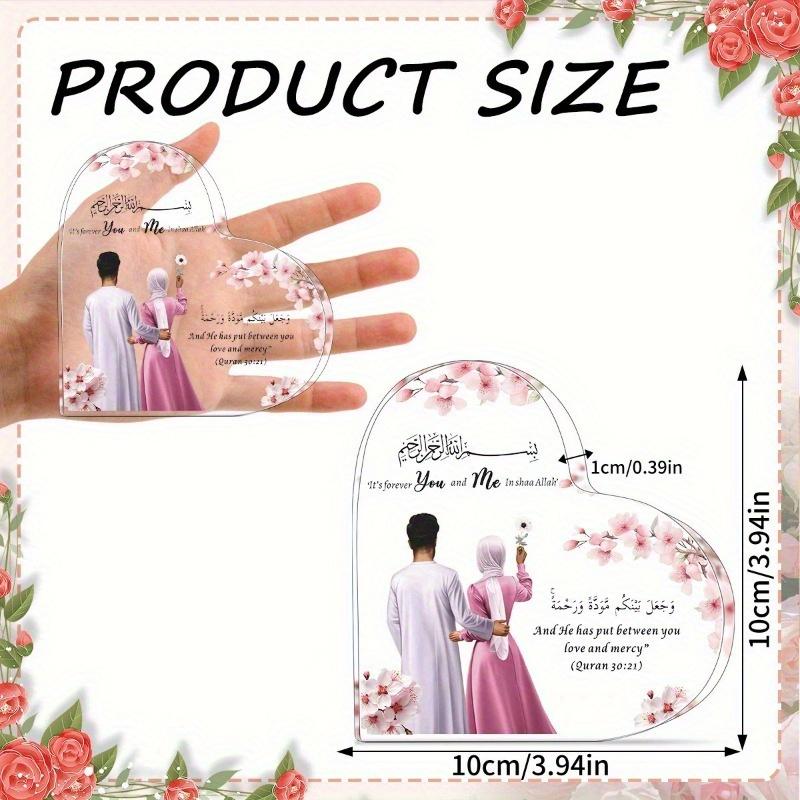 1 paire, couple musulman imprimant une plaque acrylique en forme de cœur, cadeau de mariage musulman, couple islamique, cadeau de mariage islamique, souvenir.