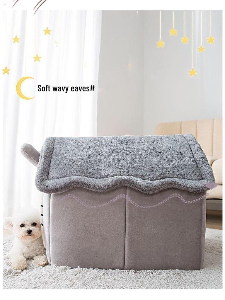 Removable & Washable Pet Villa: Cozy Enclosed Bed for Cats & Dogs, Warm All-Season Comfort