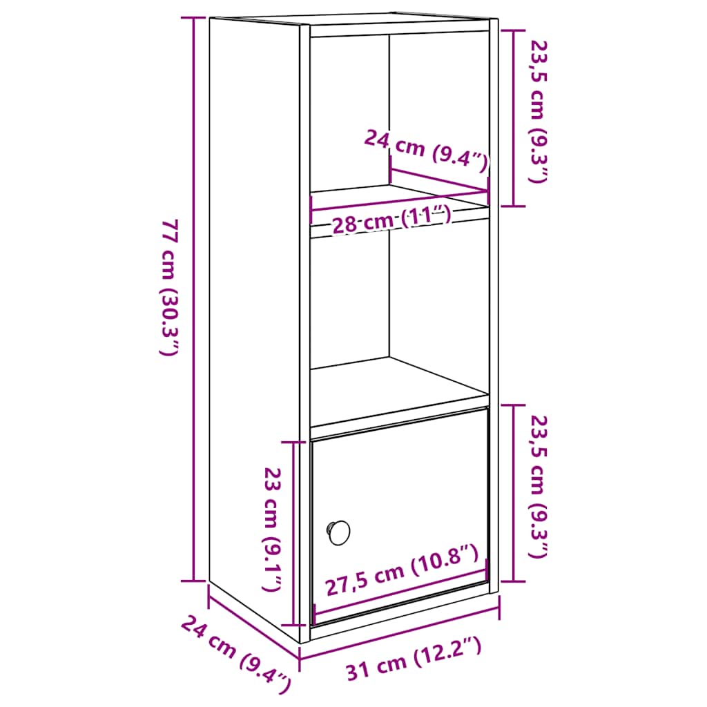 Bookshelf with Rustic Wood Look 31 x 24 x 77 cm Engineered Wood