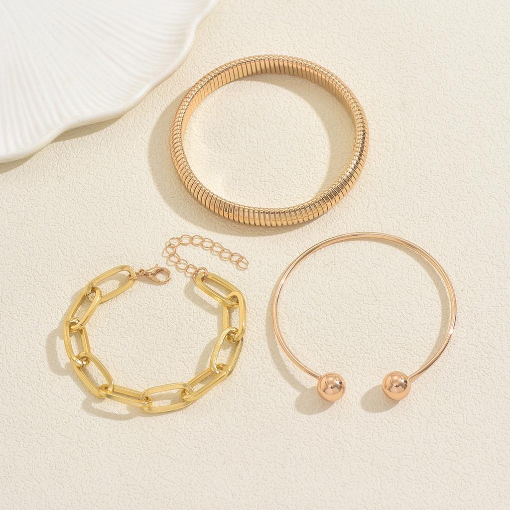 European and American Light Luxury Style Women's Bracelet Set Geometric Metal Woven Design High-end Feel Bracelet Versatile Jewelry