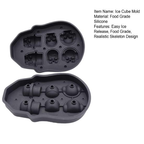 Skeleton Ice Cube Mold Tray Easy Filling Release Food Grade
